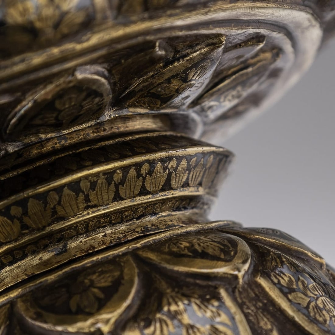 ANTIQUE 19thC THAI SOLID SILVER-GILT NIELLO ENAMEL BOWL, SIAM c.1800 - 14