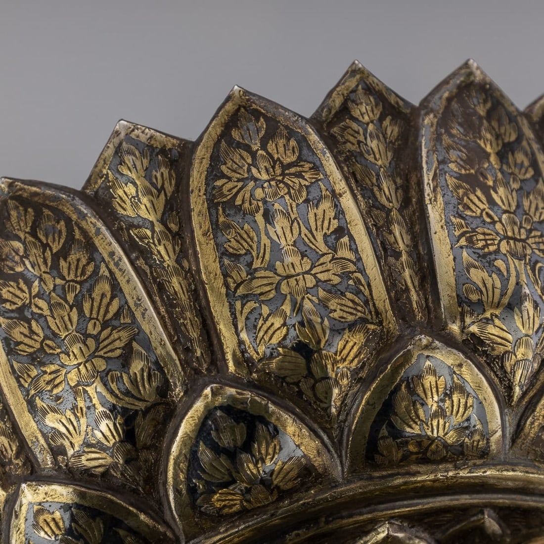 ANTIQUE 19thC THAI SOLID SILVER-GILT NIELLO ENAMEL BOWL, SIAM c.1800 - 8
