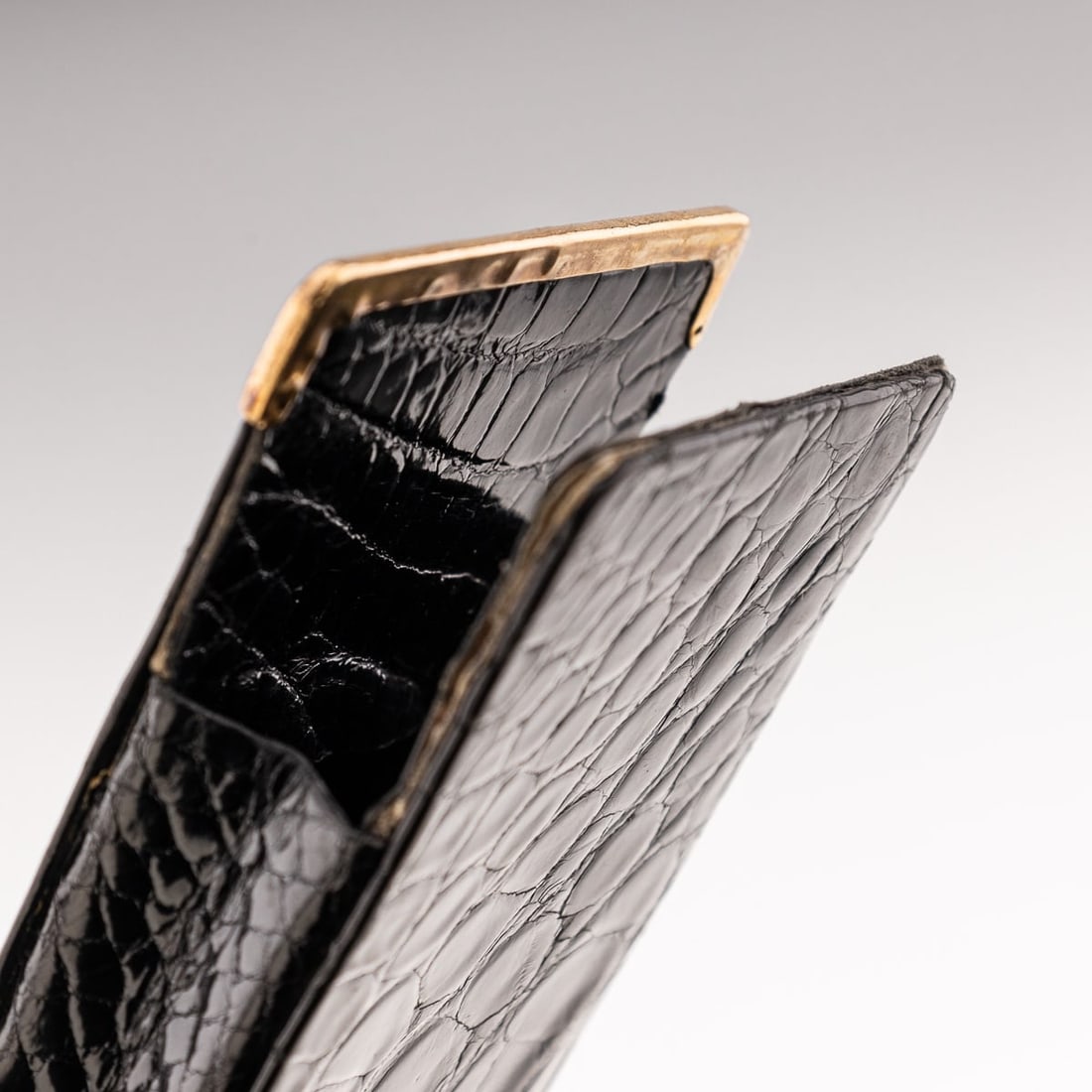 20thC BRITISH SOLID GOLD & BLACK CROCODILE LEATHER CIGAR CASE, ALFRED DUNHILL - 10