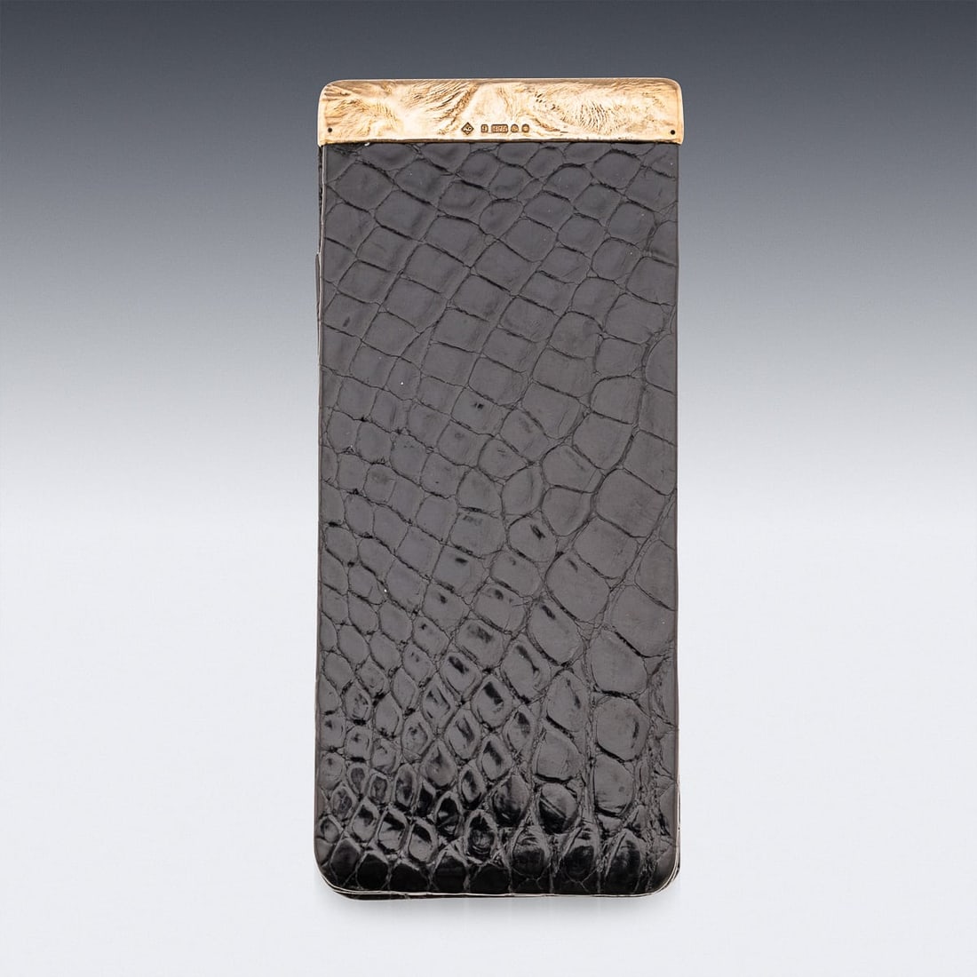20thC BRITISH SOLID GOLD & BLACK CROCODILE LEATHER CIGAR CASE, ALFRED DUNHILL - 3