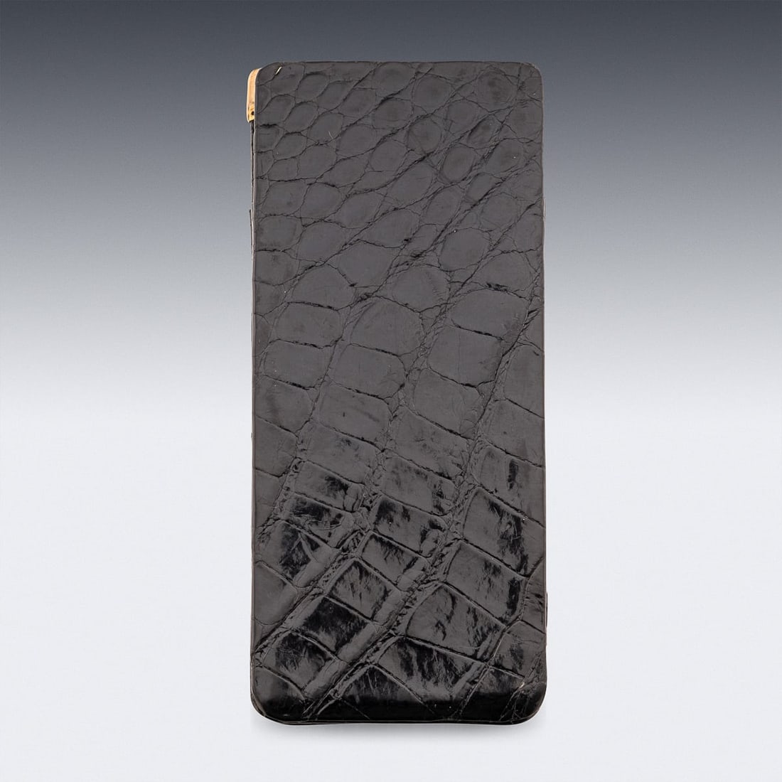 20thC BRITISH SOLID GOLD & BLACK CROCODILE LEATHER CIGAR CASE, ALFRED DUNHILL - 4