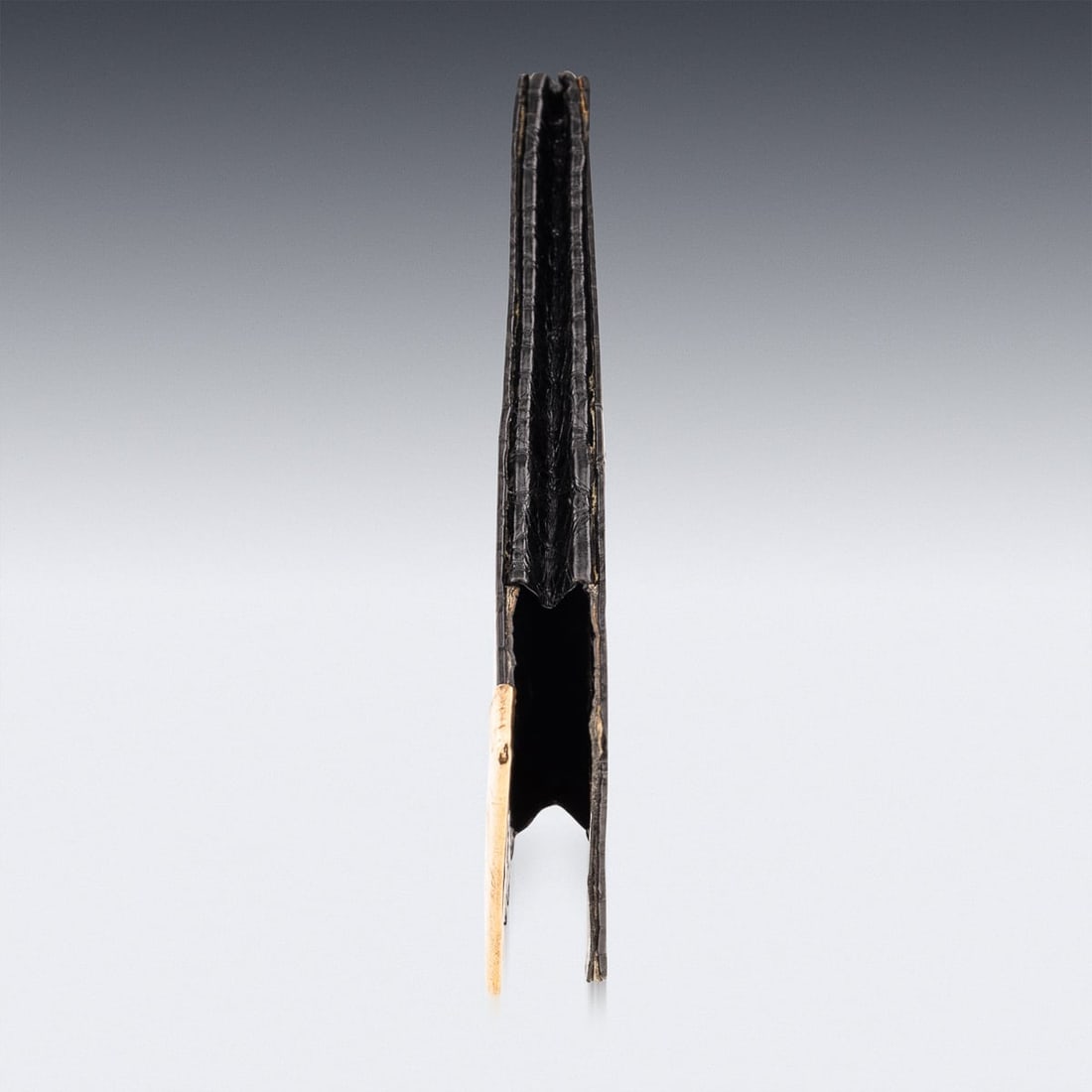 20thC BRITISH SOLID GOLD & BLACK CROCODILE LEATHER CIGAR CASE, ALFRED DUNHILL - 5