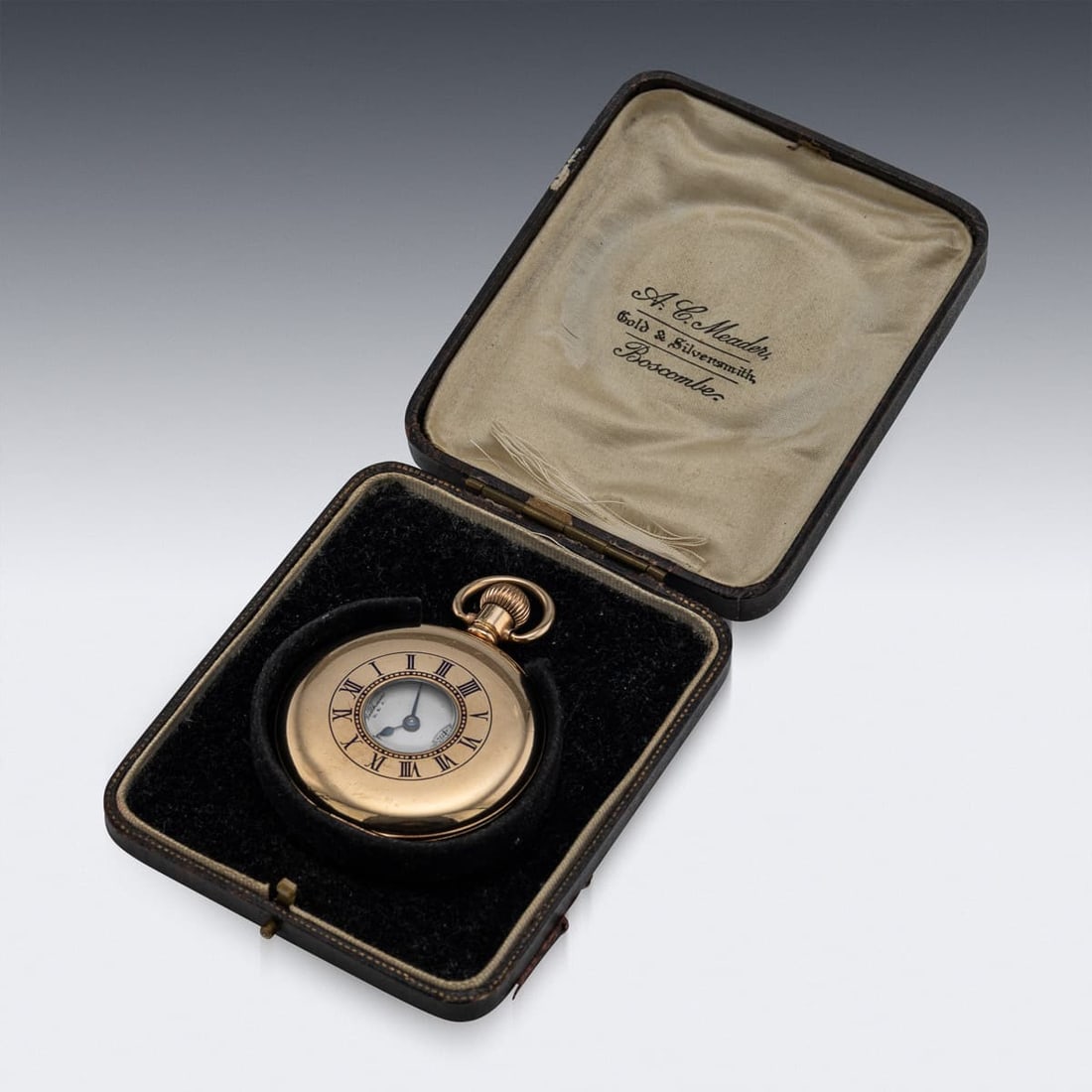 20thC WALTHAM U.S.A. 10CT GOLD FILLED HALF HUNTER POCKET WATCH, DENNISON CASE - 6