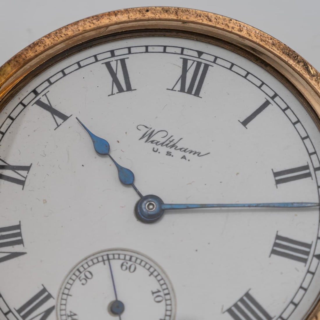 20thC WALTHAM U.S.A. 10CT GOLD FILLED HALF HUNTER POCKET WATCH, DENNISON CASE - 8