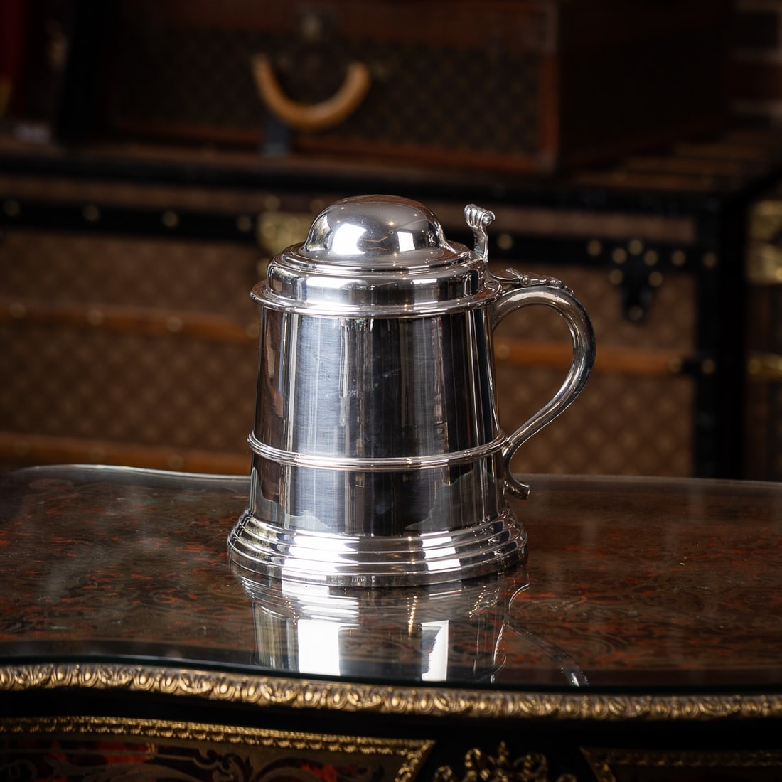 VINTAGE 20thC ITALIAN SILVER PLATED LIDDED TANKARD ICE BUCKET c.1970 - 2