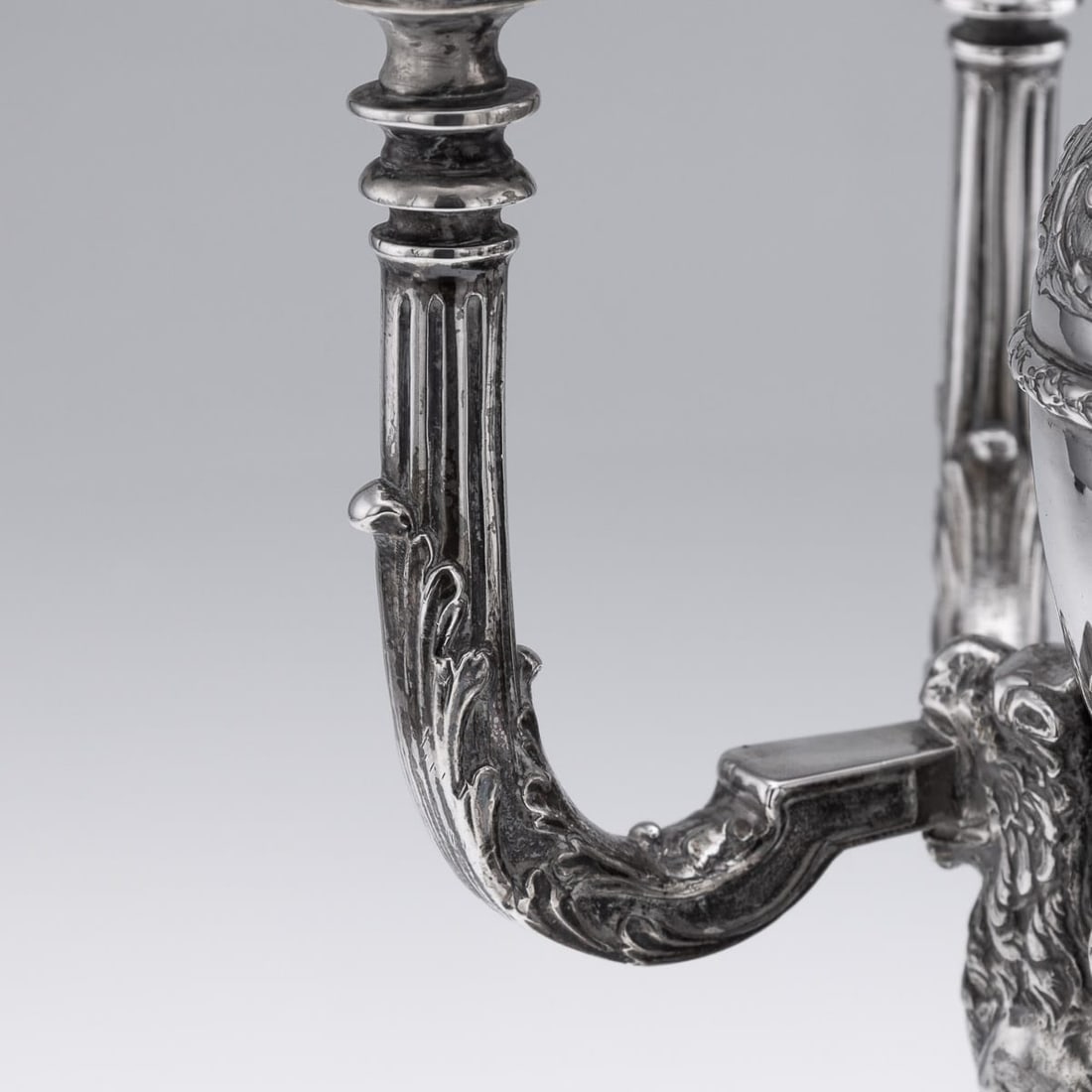 ANTIQUE 19thC GERMAN HANAU PAIR OF SOLID SILVER CANDELABRAS - 12