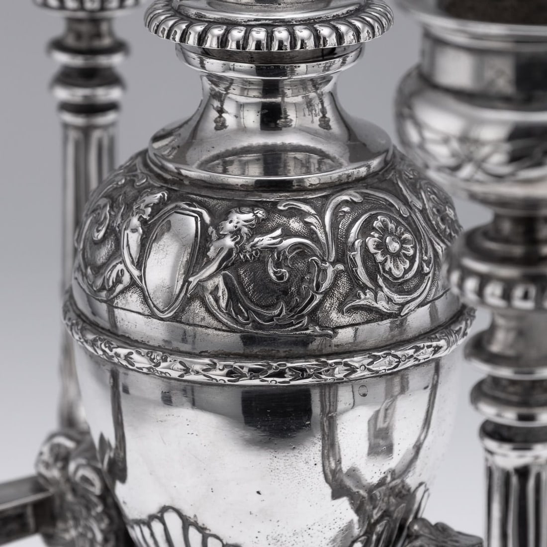 ANTIQUE 19thC GERMAN HANAU PAIR OF SOLID SILVER CANDELABRAS - 13