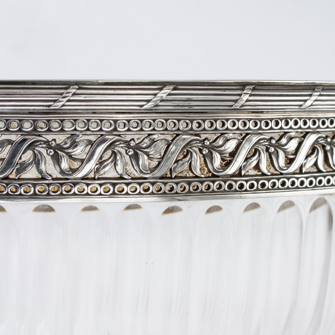 ANTIQUE 20thC FRENCH EMPIRE SOLID SILVER & GLASS BOWL, PARIS c.1900 - 9