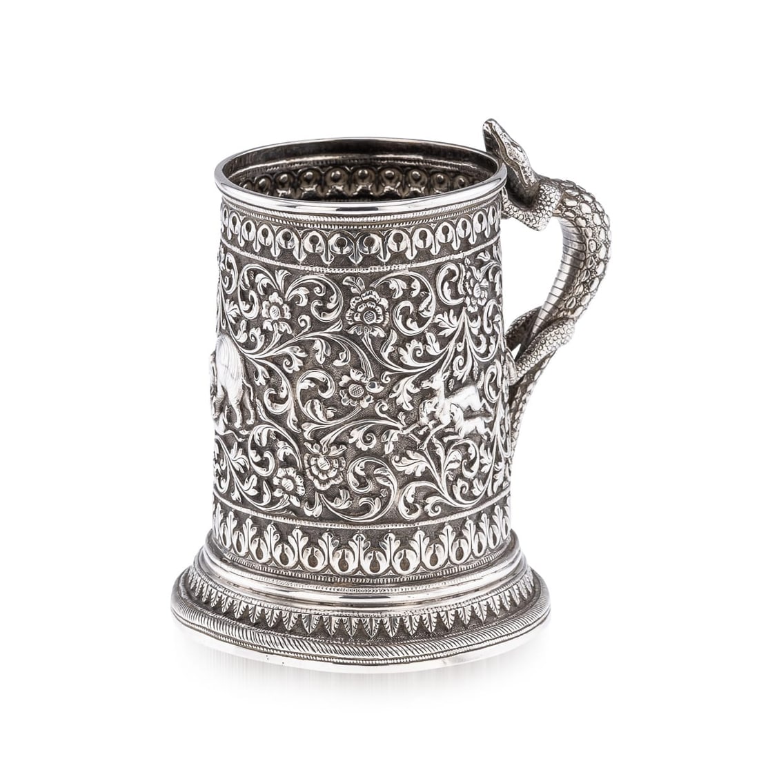 ANTIQUE 19thC INDIAN KUTCH SOLID SILVER MUG, OOMERSI MAWJI BHUJ c.1890 (1 of 11)