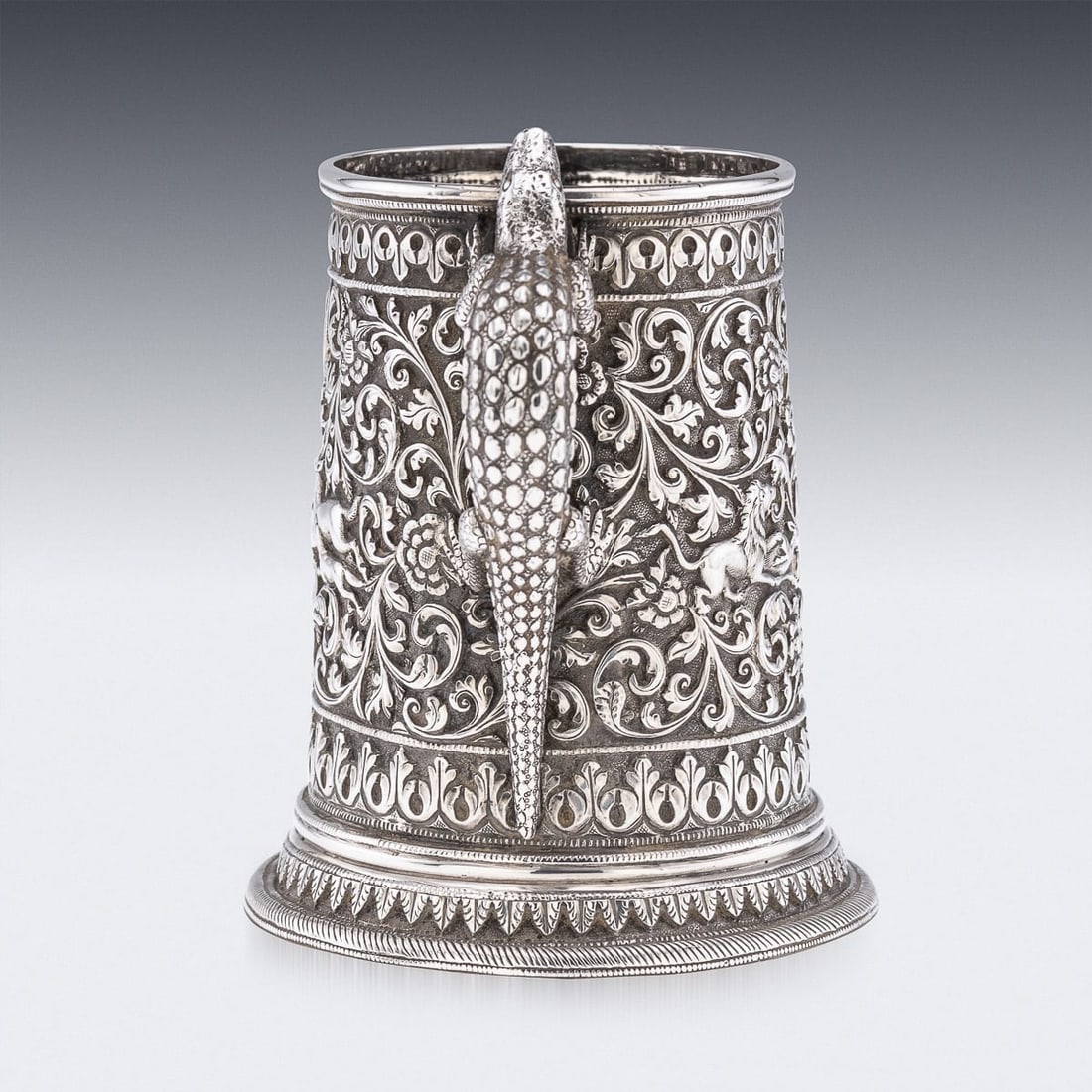 ANTIQUE 19thC INDIAN KUTCH SOLID SILVER MUG, OOMERSI MAWJI BHUJ c.1890 - 3