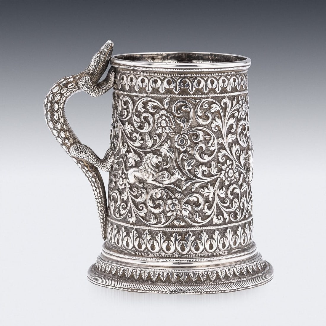 ANTIQUE 19thC INDIAN KUTCH SOLID SILVER MUG, OOMERSI MAWJI BHUJ c.1890 - 4