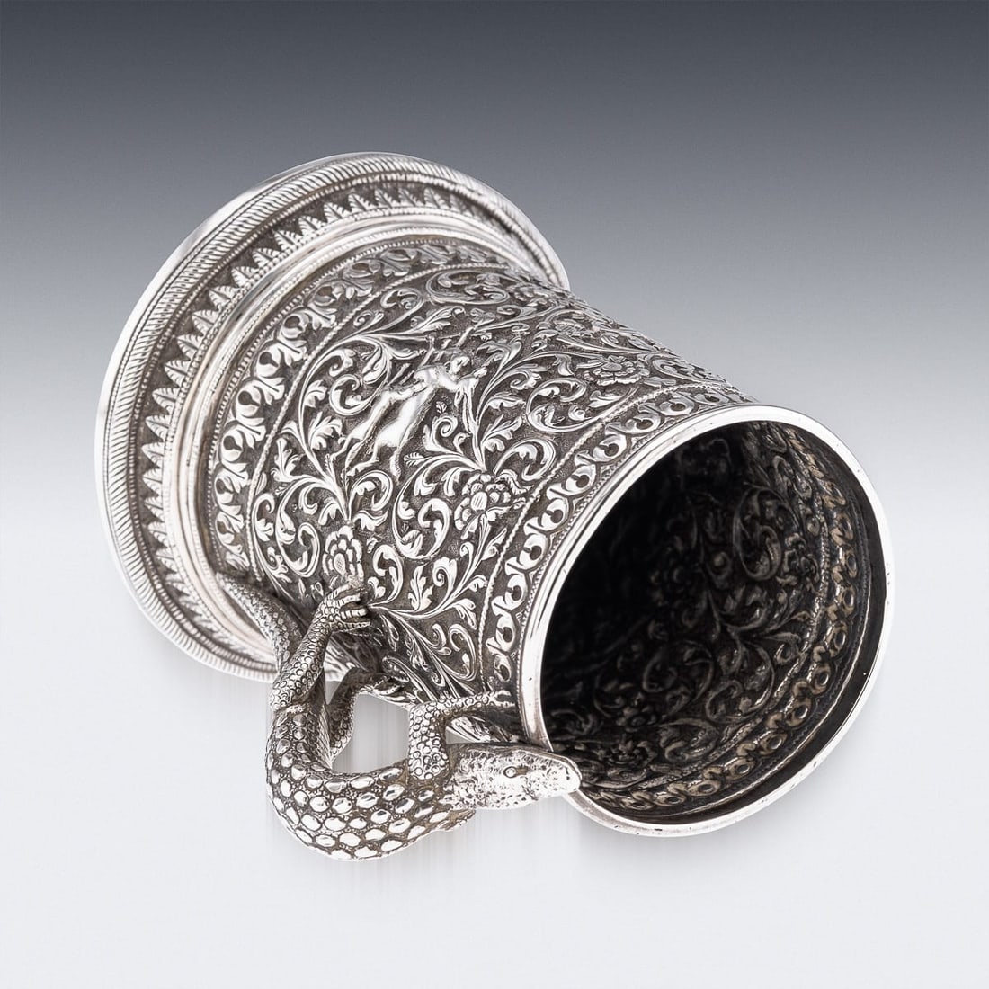 ANTIQUE 19thC INDIAN KUTCH SOLID SILVER MUG, OOMERSI MAWJI BHUJ c.1890 - 6