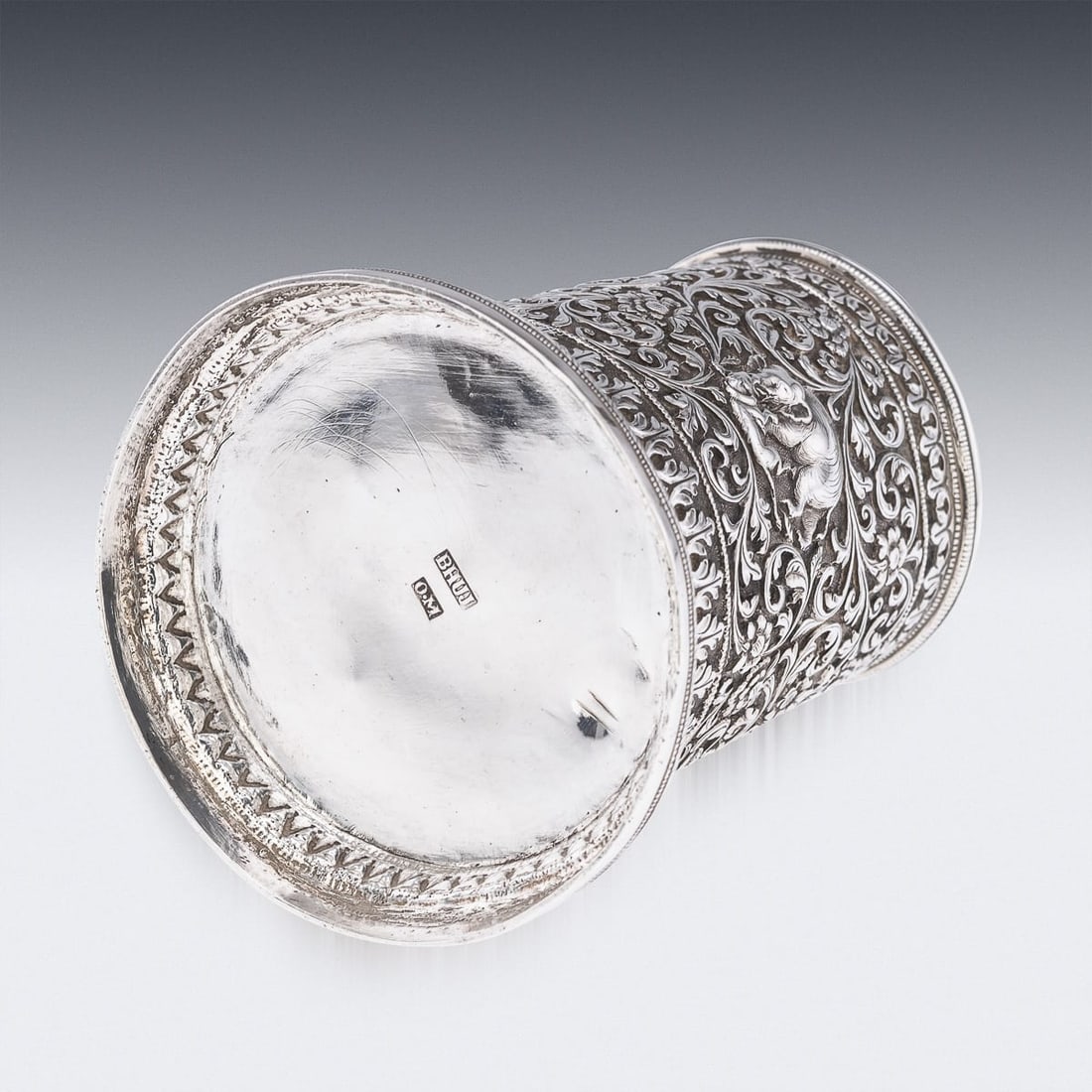 ANTIQUE 19thC INDIAN KUTCH SOLID SILVER MUG, OOMERSI MAWJI BHUJ c.1890 - 7