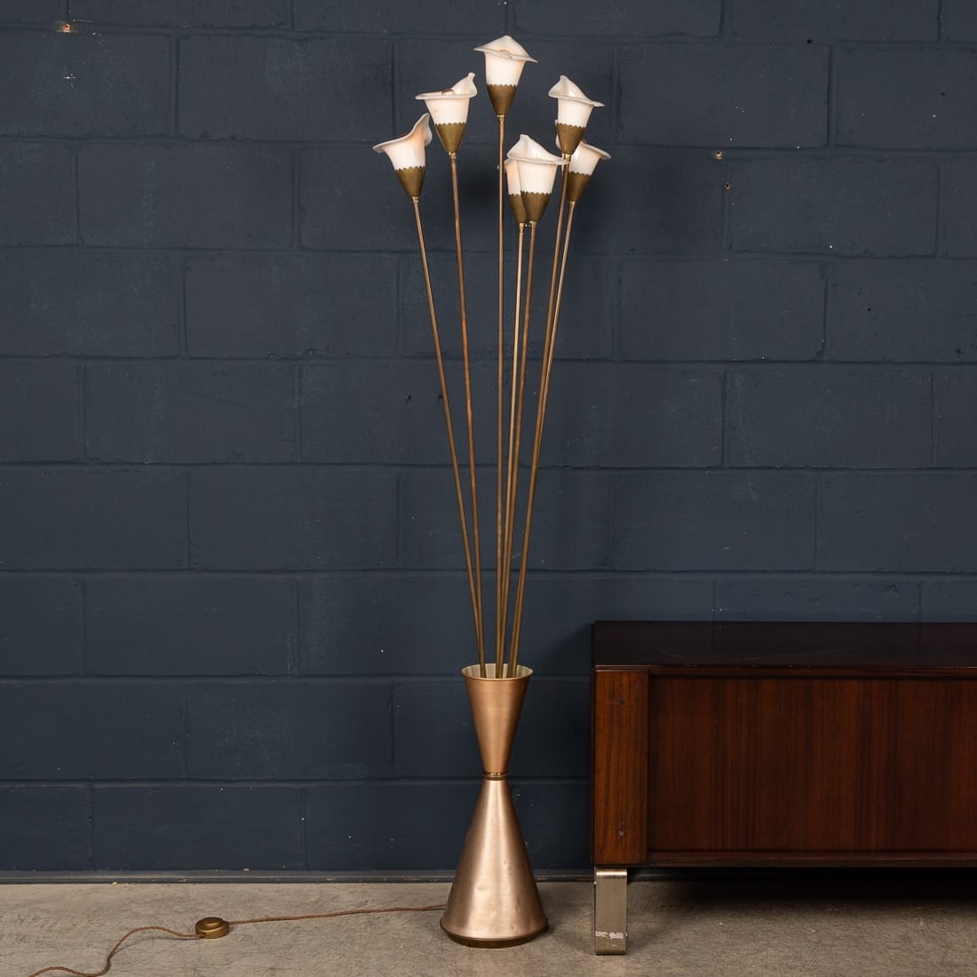 VINTAGE 20thC ITALIAN 'CALLA' FLOOR LAMP BY ANGELO LELLI FOR ARREDOLUCE c.1960 - 2
