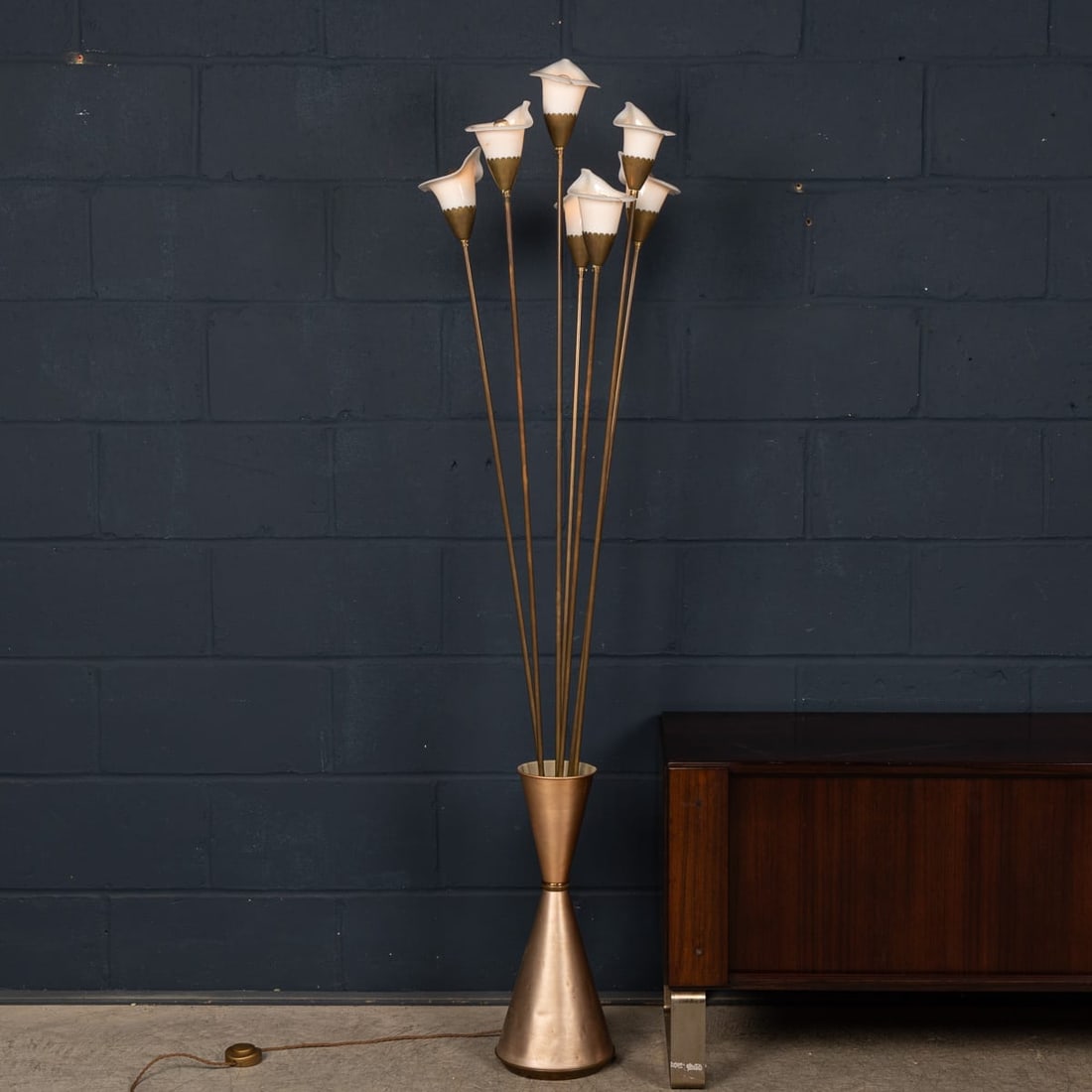 VINTAGE 20thC ITALIAN 'CALLA' FLOOR LAMP BY ANGELO LELLI FOR ARREDOLUCE c.1960 - 4