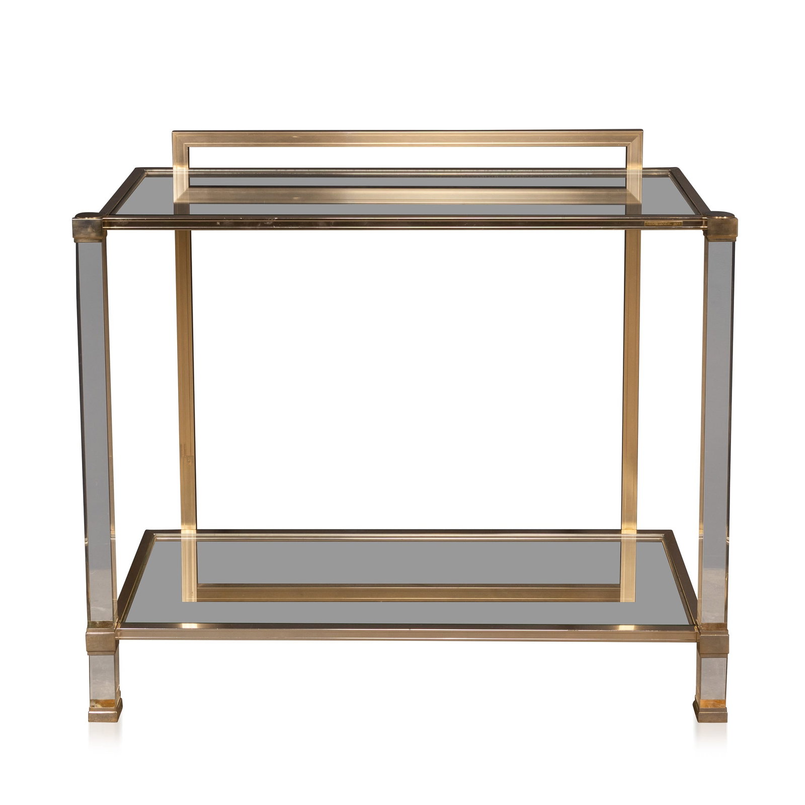 20thC FRENCH BRASS & LUCITE CONSOLE TABLE BY PIERRE VANDEL c.1970 (1 of 14)