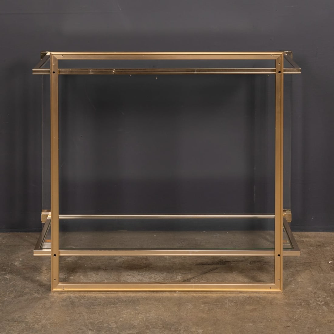 20thC FRENCH BRASS & LUCITE CONSOLE TABLE BY PIERRE VANDEL c.1970 - 5