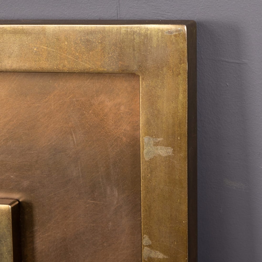 VINTAGE 20thC BRASS & BRONZED SQUARE MIRROR BY BELGO CHROM, BELGIUM - 17