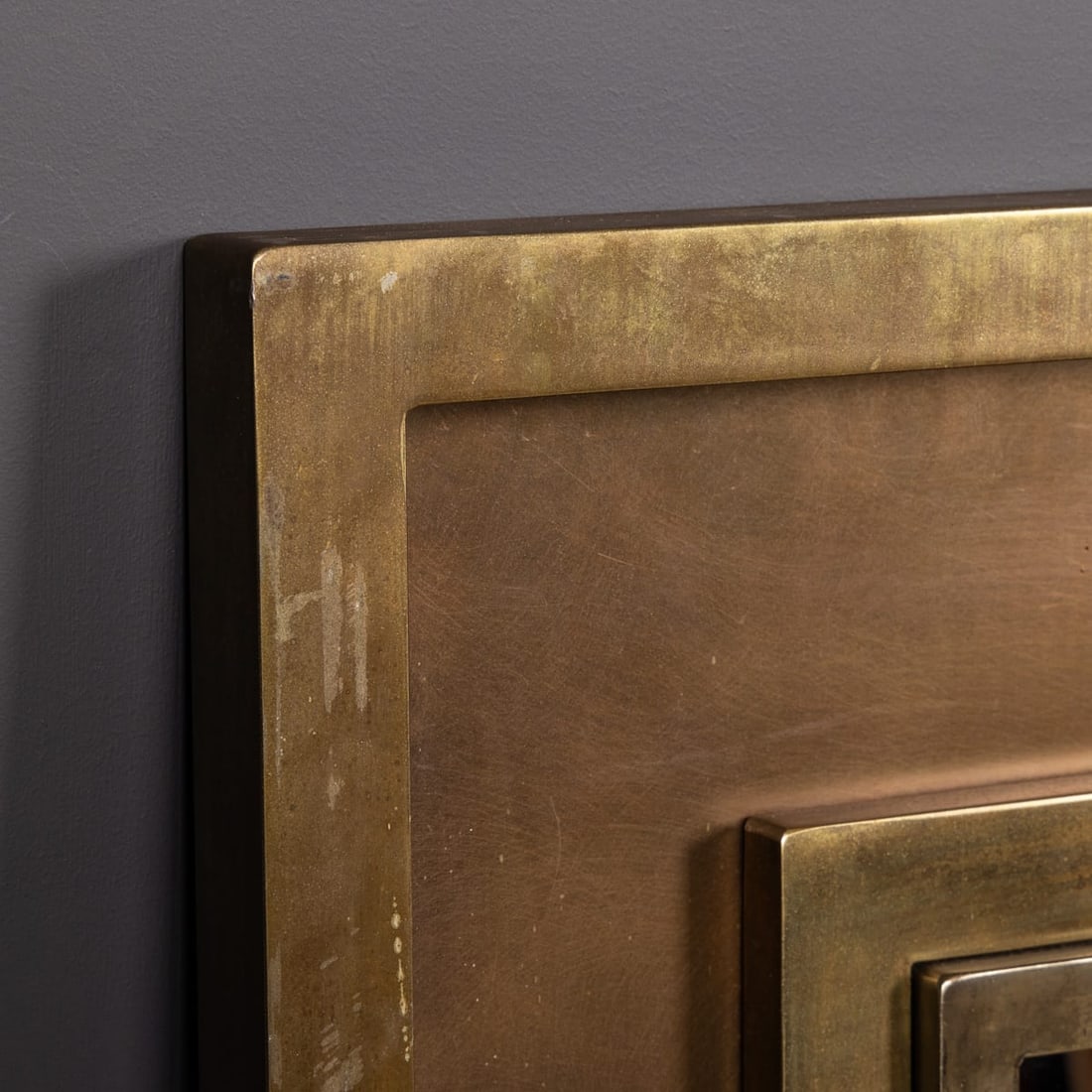 VINTAGE 20thC BRASS & BRONZED SQUARE MIRROR BY BELGO CHROM, BELGIUM - 5