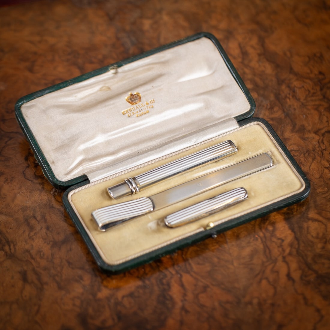 ANTIQUE 20thC ENGLISH SOLID SILVER & ENAMEL DESK ACCESSORY SET c.1912 - 2