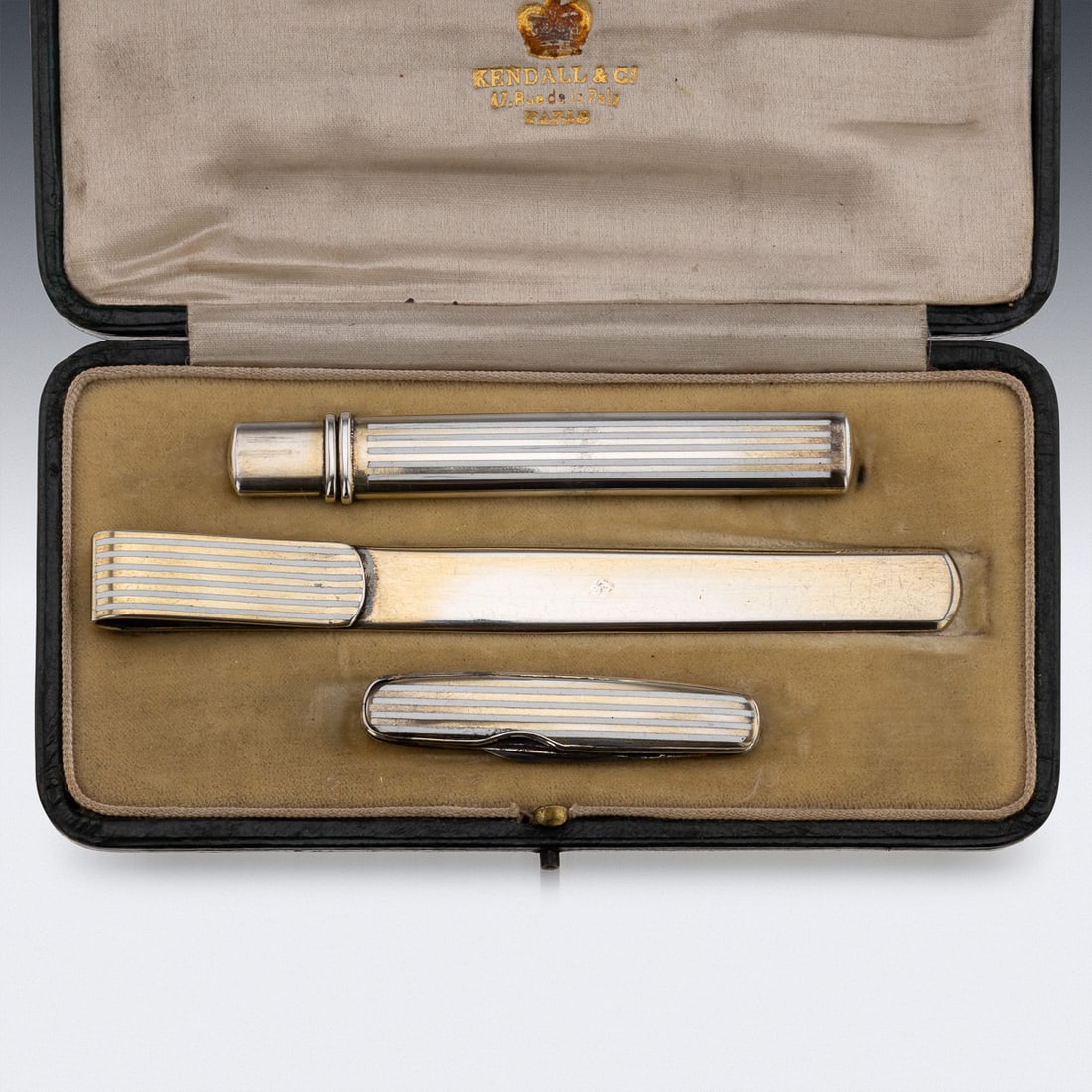 ANTIQUE 20thC ENGLISH SOLID SILVER & ENAMEL DESK ACCESSORY SET c.1912 - 3