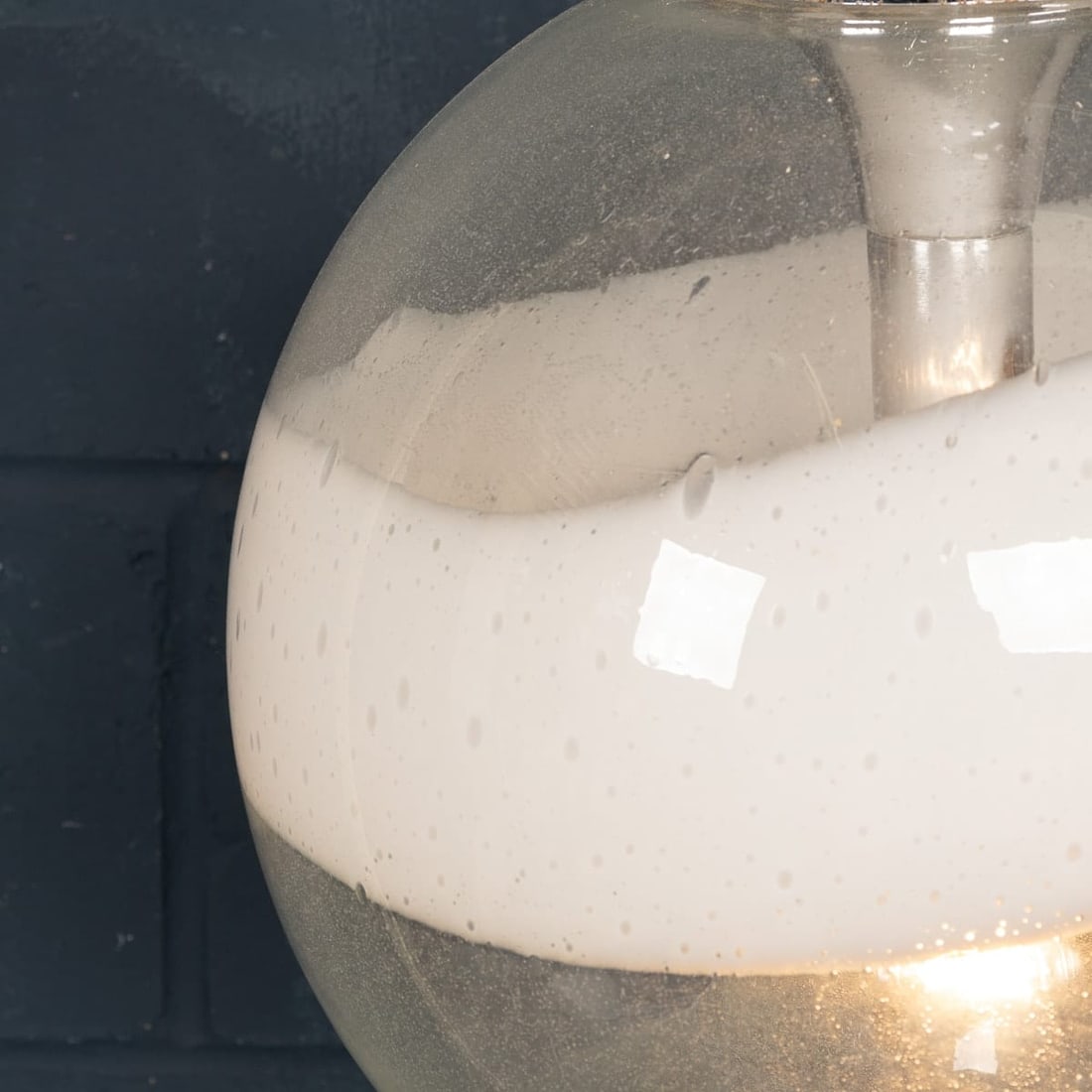20thC ITALIAN WHITE & CLEAR MURANO GLASS PENDANT LAMP c.1970 - 10