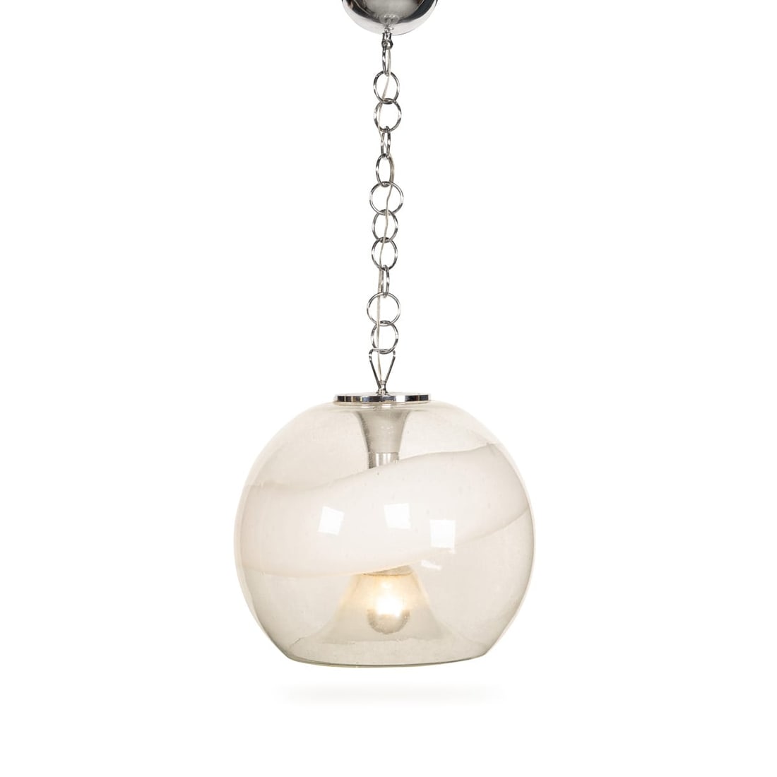 20thC ITALIAN WHITE & CLEAR MURANO GLASS PENDANT LAMP c.1970 (1 of 14)