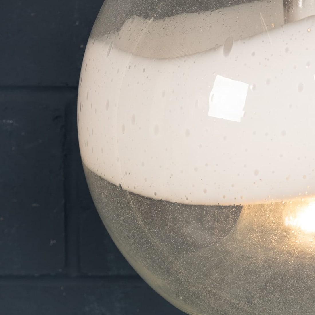 20thC ITALIAN WHITE & CLEAR MURANO GLASS PENDANT LAMP c.1970 - 6