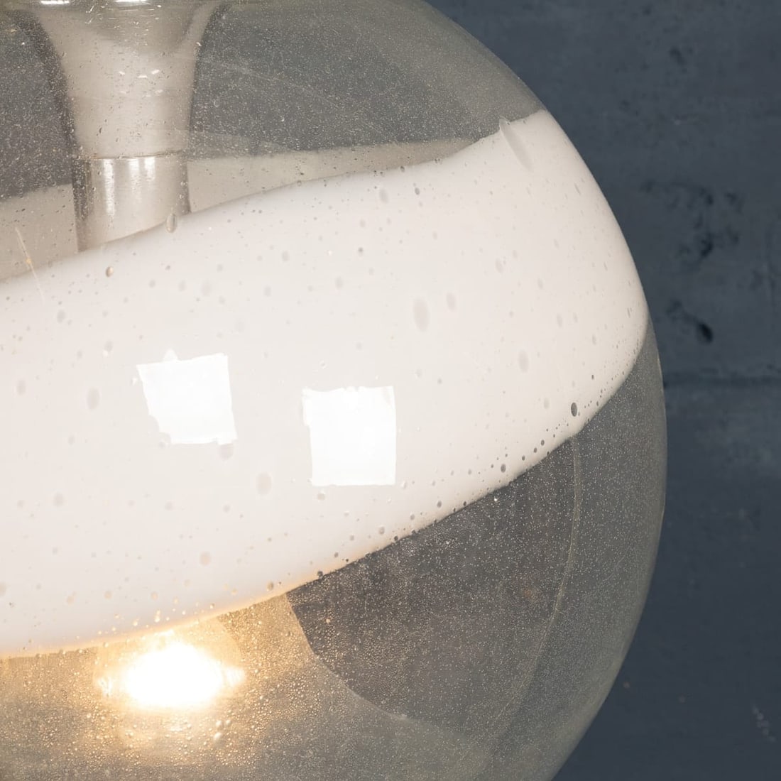 20thC ITALIAN WHITE & CLEAR MURANO GLASS PENDANT LAMP c.1970 - 8