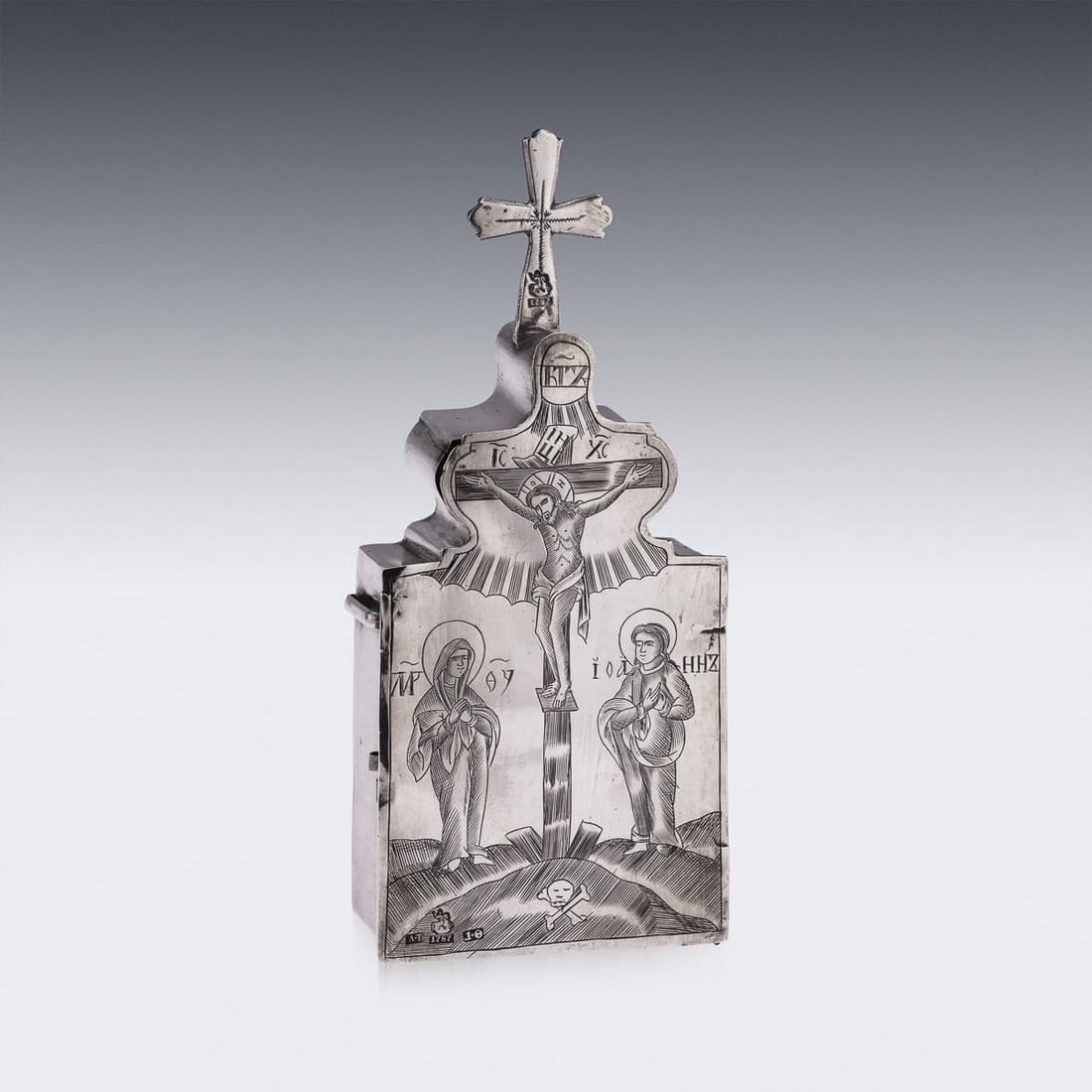 ANTIQUE 18thC RUSSIAN SOLID SILVER RELIQUARY BOX, MOSCOW c.1795 - 2