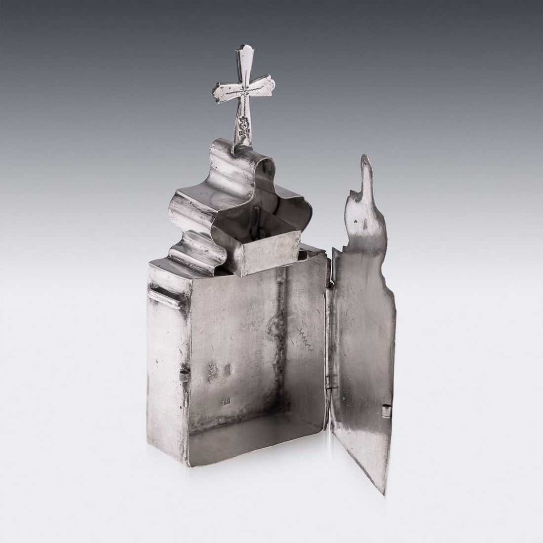 ANTIQUE 18thC RUSSIAN SOLID SILVER RELIQUARY BOX, MOSCOW c.1795 - 8