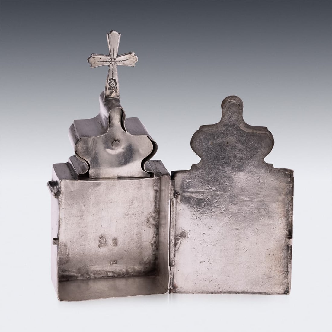ANTIQUE 18thC RUSSIAN SOLID SILVER RELIQUARY BOX, MOSCOW c.1795 - 9