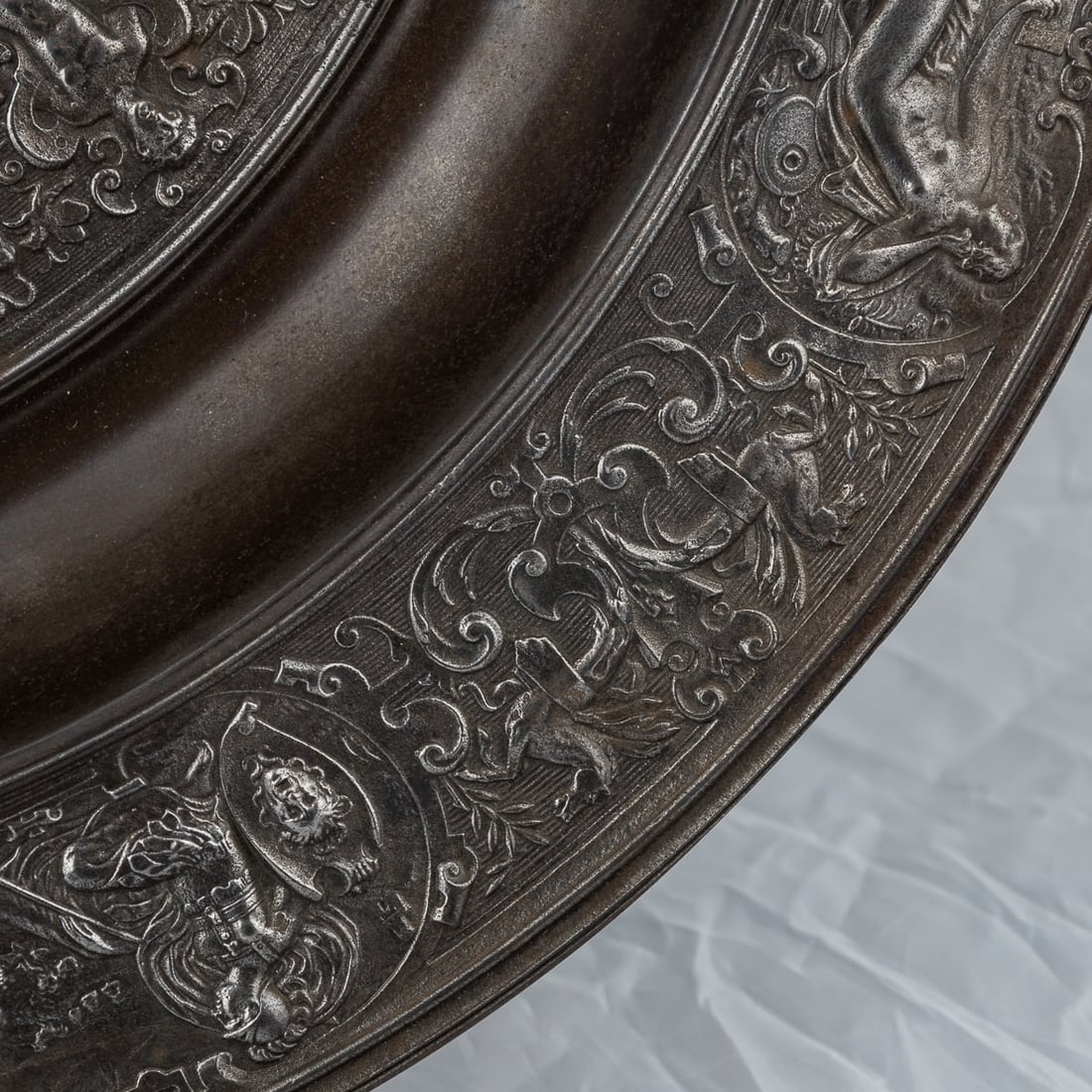 ANTIQUE 19thC VICTORIAN IRON REPOUSSE RENAISSANCE "TEMPERANCE" BASIN c.1880 - 12