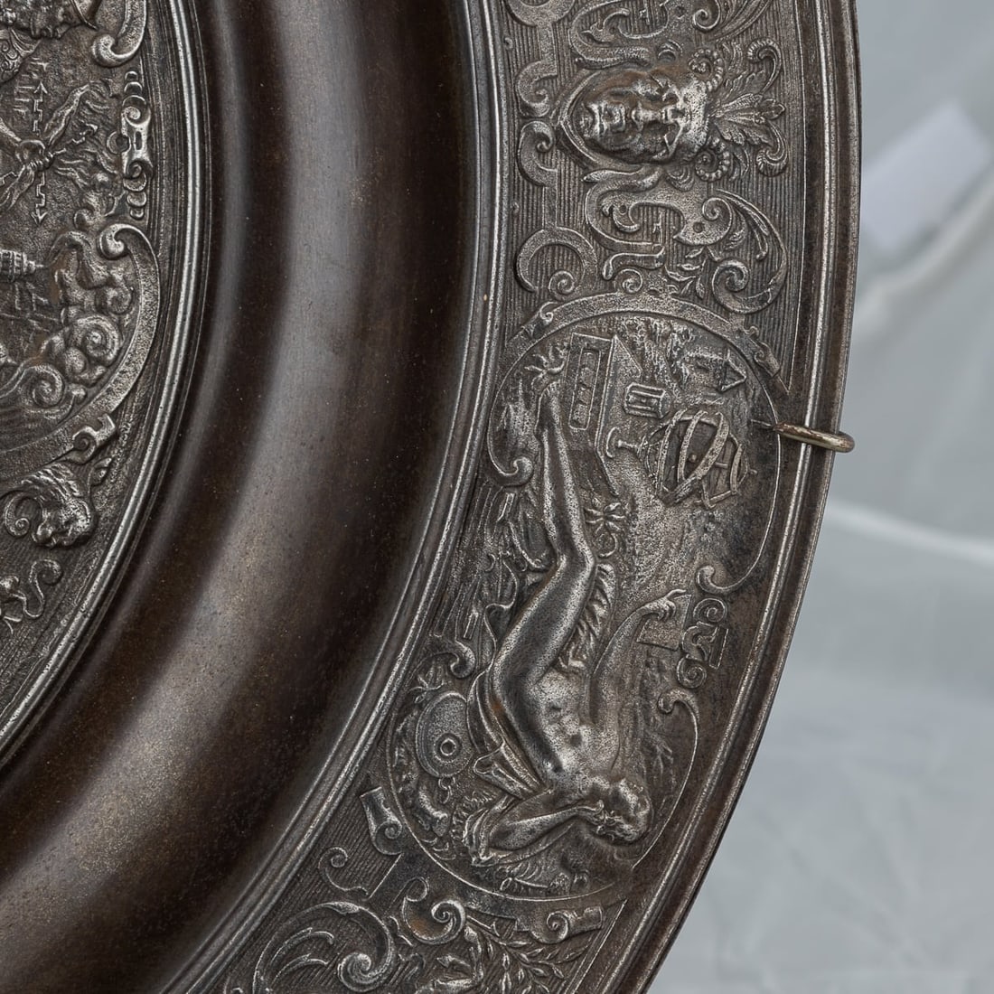 ANTIQUE 19thC VICTORIAN IRON REPOUSSE RENAISSANCE "TEMPERANCE" BASIN c.1880 - 13