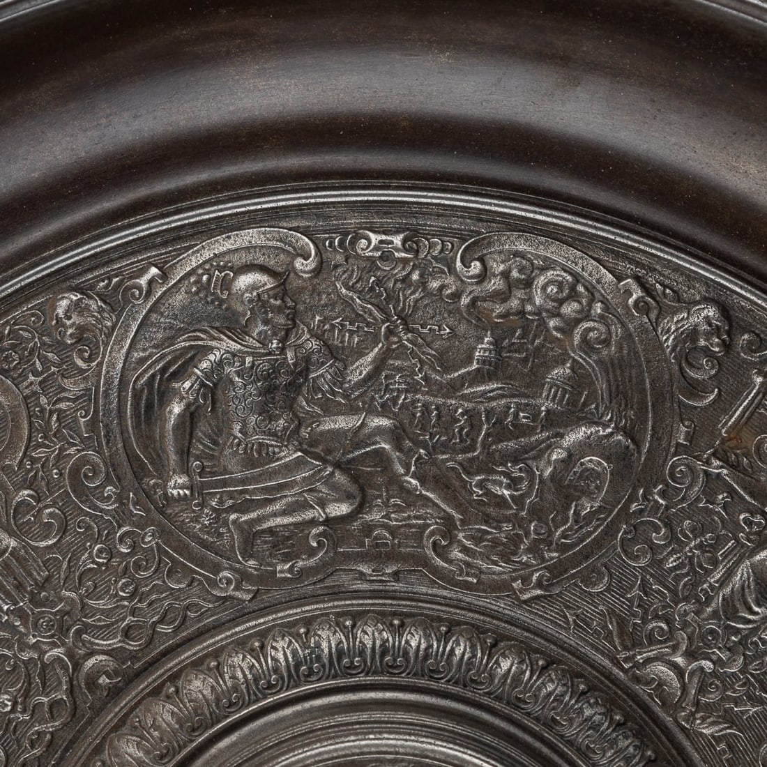 ANTIQUE 19thC VICTORIAN IRON REPOUSSE RENAISSANCE "TEMPERANCE" BASIN c.1880 - 6