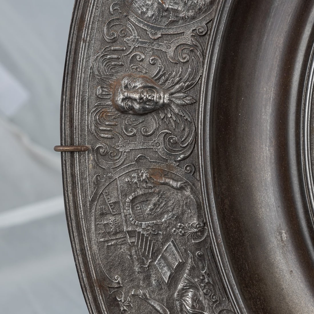 ANTIQUE 19thC VICTORIAN IRON REPOUSSE RENAISSANCE "TEMPERANCE" BASIN c.1880 - 9