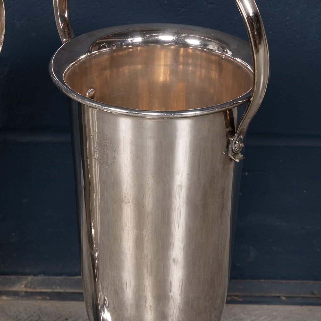 VINTAGE 20thC PAIR OF ENGLISH FLOOR STANDING SILVER PLATED WINE COOLERS - 11