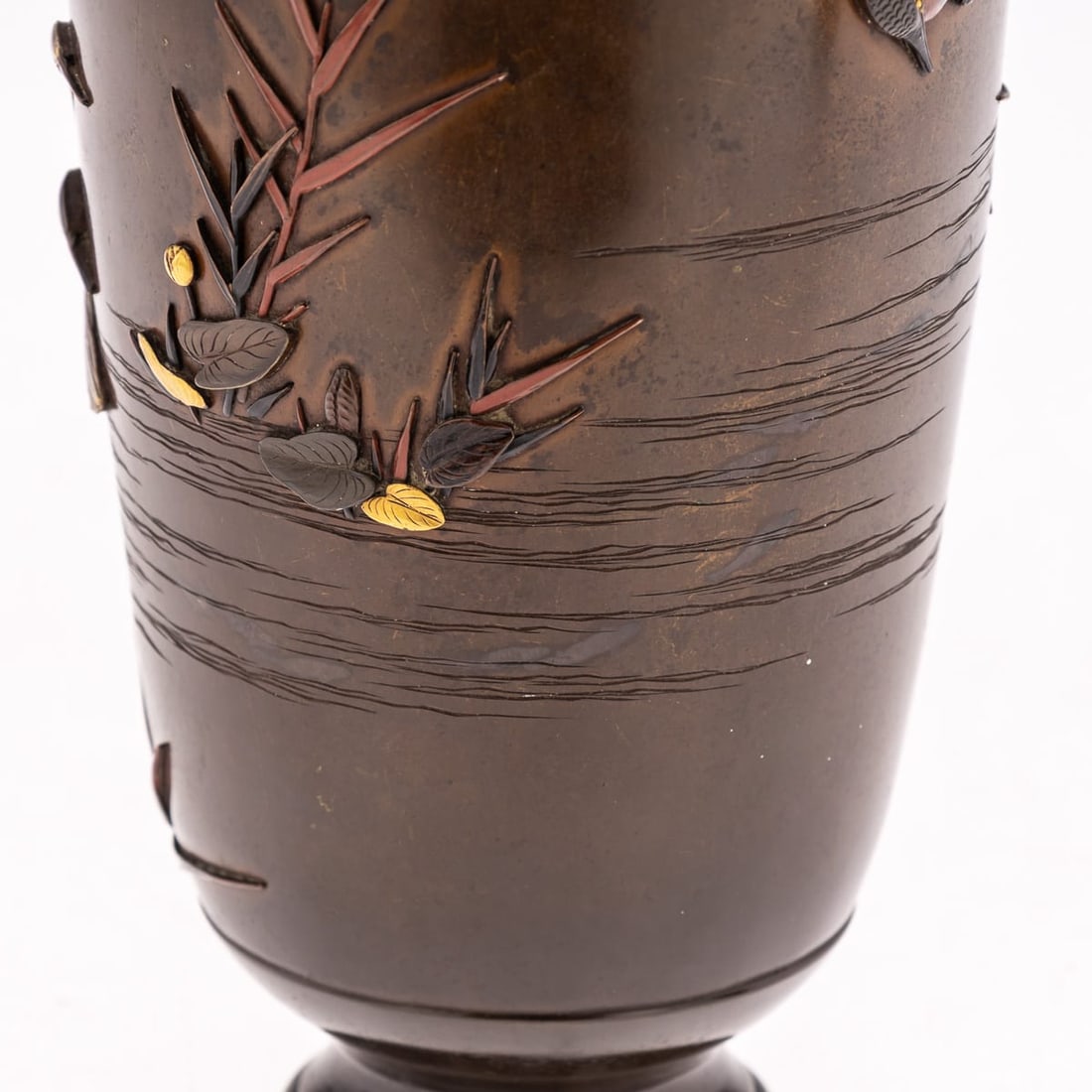 ANTIQUE 19thC JAPANESE MEIJI PERIOD PAIR OF INLAID BRONZE OVOID VASES BY MIYABE C.1890 - 16