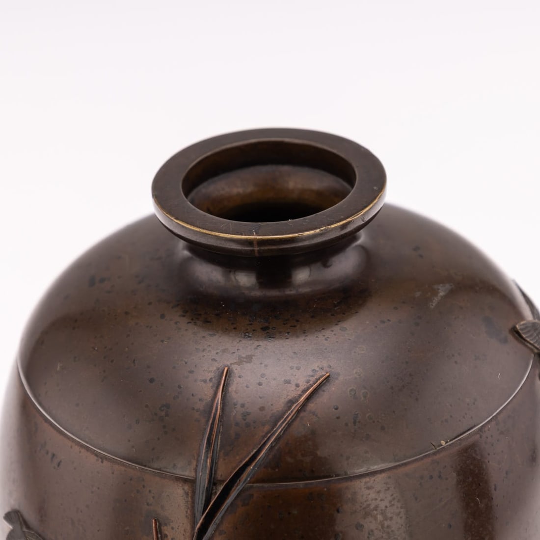ANTIQUE 19thC JAPANESE MEIJI PERIOD PAIR OF INLAID BRONZE OVOID VASES BY MIYABE C.1890 - 9