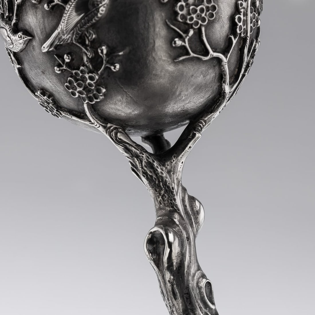 ANTIQUE 19thC CHINESE RARE PAIR OF EXPORT SOLID SILVER GOBLETS, CUMSHING c.1880 - 20