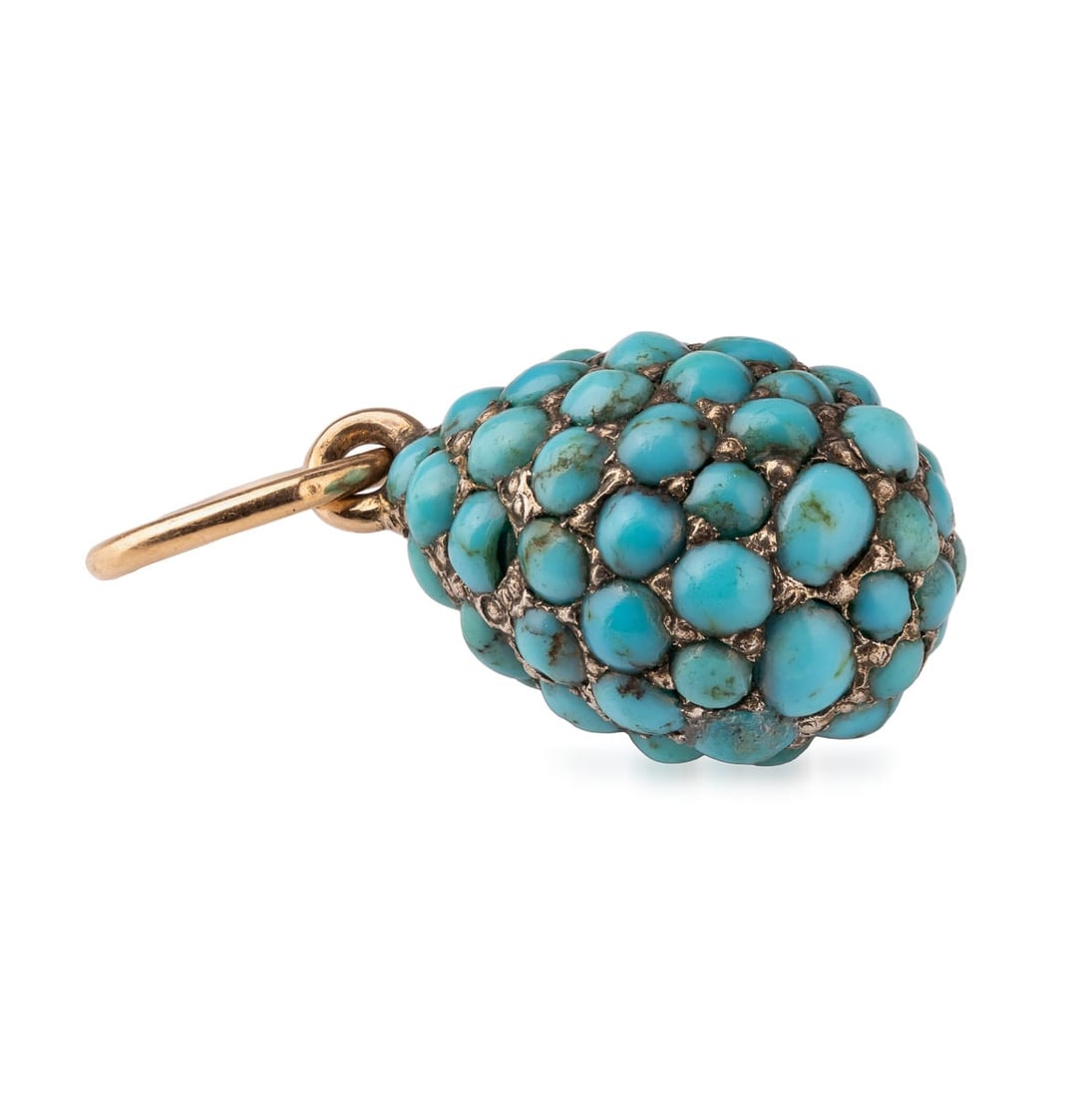 ANTIQUE 20thC IMPERIAL RUSSIAN 14K SOLID GOLD & TURQUOISE EGG PENDANT c.1900 - 4