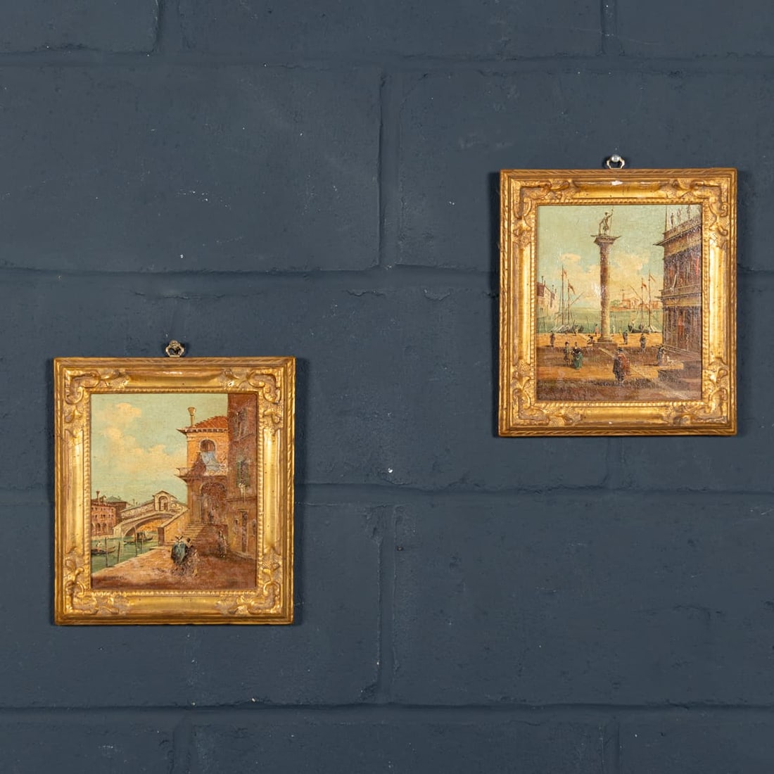 ANTIQUE 20thC PAIR OF VENETIAN CANAL SCENE OIL PAINTINGS BY ALDO GROSSI, ITALY - 2