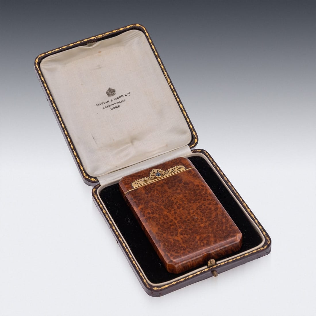 20thC FRENCH 18K GOLD & BURR WALNUT CIGARETTE CASE, MAPPIN & WEBB - 6