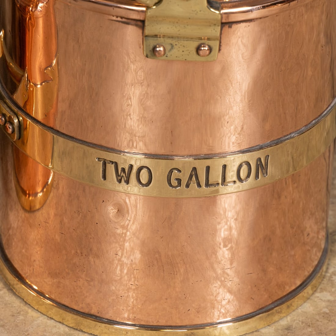 VINTAGE 20thC ENGLISH SET OF THREE POLISHED CHECKPUMP PETROL CANISTERS c.1965 - 19