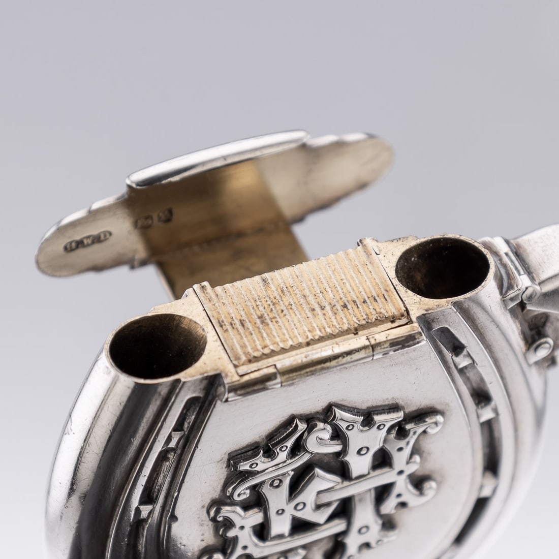 ANTIQUE 19thC VICTORIAN SOLID SILVER LIGHTER & VESTA CASE, LONDON c.1853 - 7