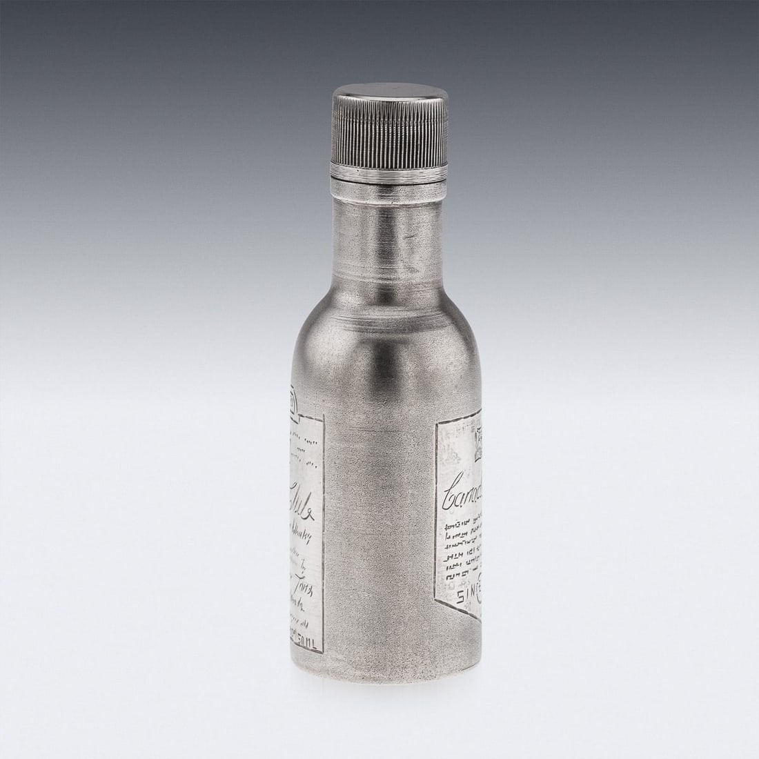 NOVELTY SOLID SILVER MINIATURE CANADIAN CLUB WHISKY BOTTLE - 3