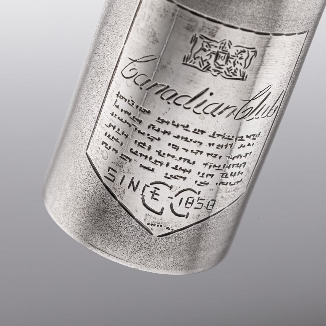 NOVELTY SOLID SILVER MINIATURE CANADIAN CLUB WHISKY BOTTLE - 7