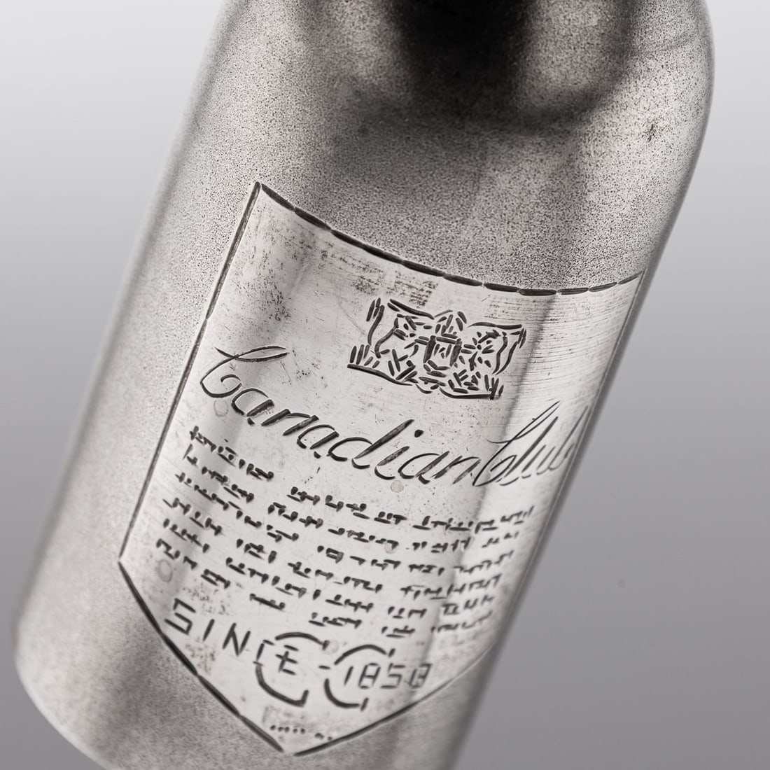 NOVELTY SOLID SILVER MINIATURE CANADIAN CLUB WHISKY BOTTLE - 8