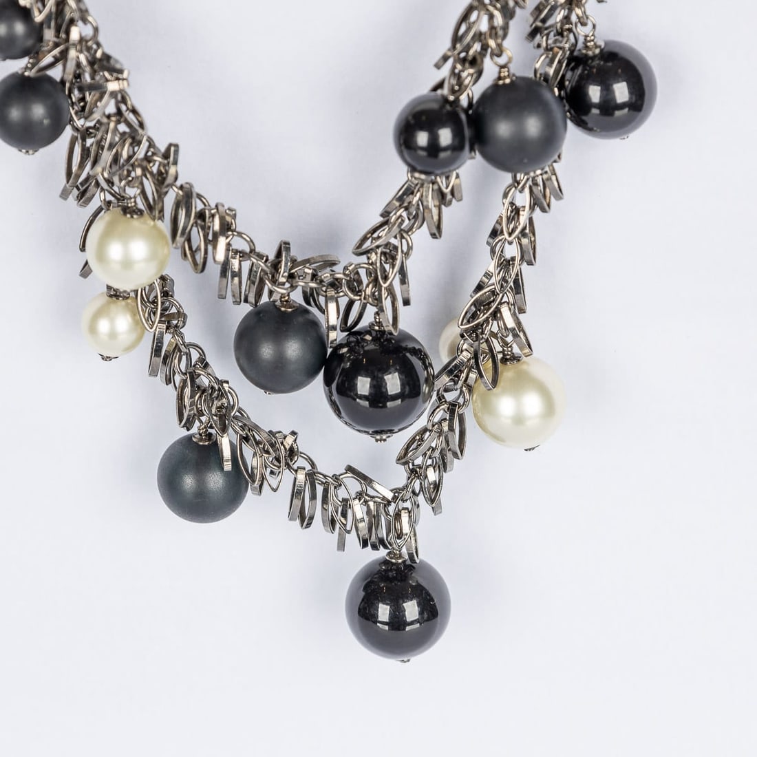 CHANEL 2 STRAND CC LOGO CHAIN BELT / NECKLACE WITH METAL LOOPS, FRANCE c.2005 - 2