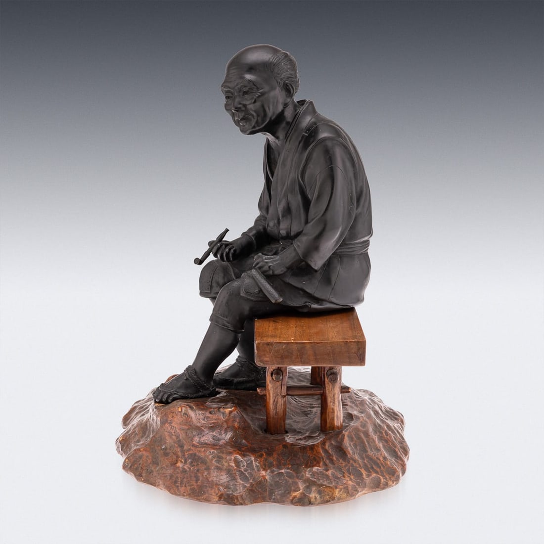 ANTIQUE 19thC JAPANESE MEIJI PERIOD TAKAAKIA BRONZE OKIMONO C.1890 - 4